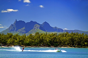 Water ski of Club Med at La Pointe aux Canonniers at north east coast Mauritius, Africa