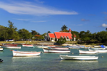 Eglise de Cap Malheureux, boats, Mauritius, Africa