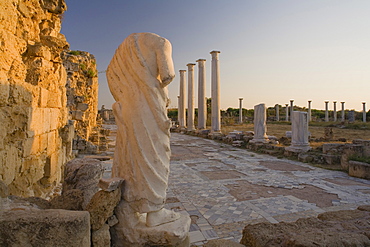 Gymnasium with its columned Palaestra, Ancient city of Salamis, courtyard, Salamis ruins, Salamis, Cyprus