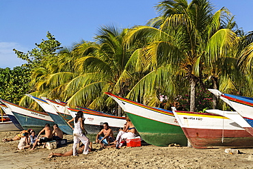 People sunbathing at Playa Zaragoza, Pedro Gonzales, Isla Margarita, Nueva Esparta, Venezuela