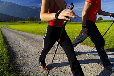 A couple nordic walking, Tyrol, Austria, Europe