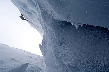 Man ice climbing at a glacier, Tyrol, Austria, Europe