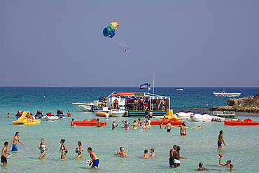 People bathing in the sea, Nissi beach, Agia Napa, South Cyprus, Cyprus