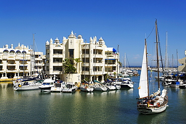 Excursion boat in marina, Benalmadena, Andalusia, Spain