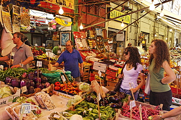 Fruit and vegetable seller, La Vucciria, Palermo, Sicily, Italy