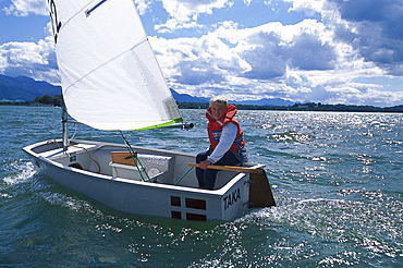 Optimist Dinghy, Lake Chiemsee, Bavaria, Deutschland