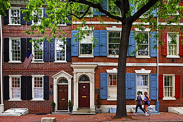 Brownstones on Walnut Street, Philadelphia, Pennsylvania, USA