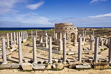 The Market, Archaeological Site of Leptis Magna, Libya, Africa