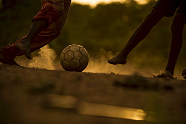 Soccer match bare-footed, near Kara, Togo