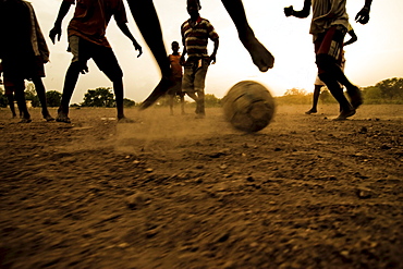 Soccer match bare-footed, near Kara, Togo