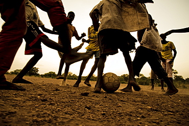 Soccer match bare-footed, near Kara, Togo