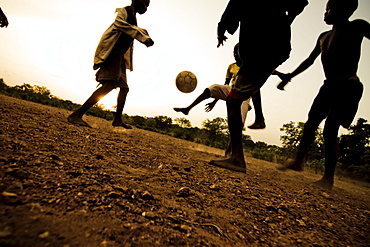 Soccer match bare-footed, near Kara, Togo