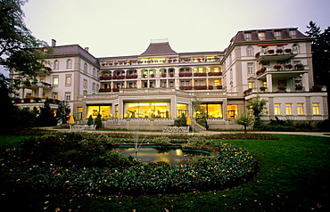 Steigenberger Axelmannstein hotel in evening light, Bad Reichenhall, Berchtesgadener Land, Upper Bavaria, Bavaria, Germany