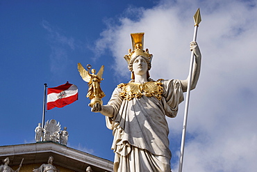 Sculpture, Pallas Athene, in front of the Austrian Parliament building, Vienna, Austria