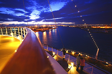 AIDA Bella Cruiser at the port in the evening, La Goulette, Tunisia, Africa