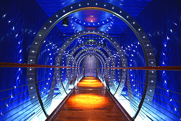 Illuminated gangway aboard AIDA Bella cruiser