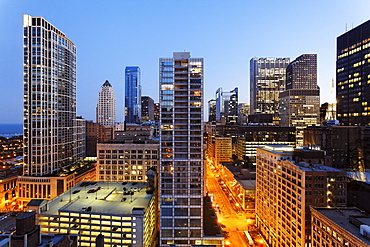 Downtown Chicago with Lake Street, Chicago, Illinois, USA