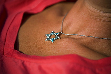 Woman wearing a Star of David pendant, Tel Aviv, Israel, Middle East