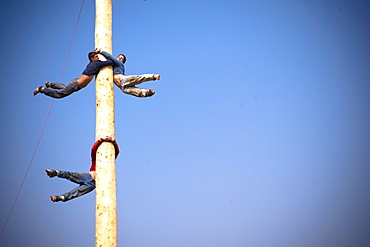 Maypole climbing, Zell an der Pram, Upper Austria, Austria