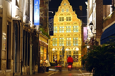 Old Town of Ghent at night, Flanders, Belgium