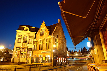 Old Town of Ghent at night, Flanders, Belgium