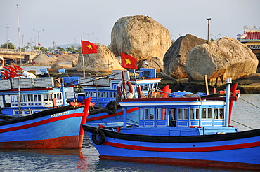 Fishing boats in the delta of the river Cai, Nha Trang, Vietnam