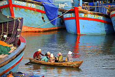 Fishing boats in the delta of the river Cai, Nha Trang, Vietnam