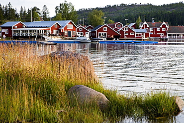 Village Norrfaellsviken on the waterfront, Hoega Kusten, Sweden., Sweden, Europe