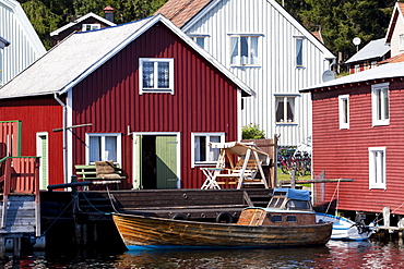 Houses of the village Ulvoen, Hoega Kusten, Vaesternorrland, Sweden, Europe