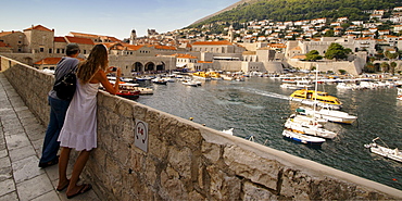 view from battlement to old harbour of Dubrovnik, Croatia