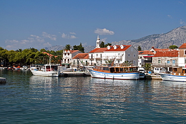 Little harbour of Stari Grad with church, Hvar, Croatia