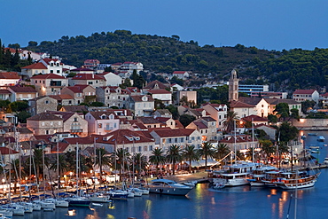 Panoramic view to Hvar at dusk, Croatia