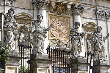 Statues of the apostles in front of Peter and Paul Church, Krakow, Poland, Europe