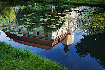 Reflection of Vetschau castle, Spreewald, Land Brandenburg, Germany