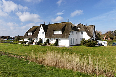 House with thatched roof in Rantum, Sylt, Schleswig-Holstein, Germany