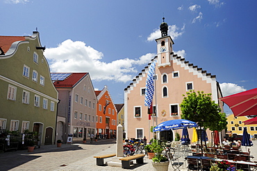 Dietfurt town hall, Altmuehltal cycle trail, Altmuehl valley nature park, Dietfurt an der Altmuehl, Neumarkt in der Oberpfalz, Bavaria, Germany