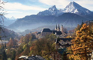 Berchdesgaden and Watzmann mountain, Upper Bavaria, Bavaria, Germany