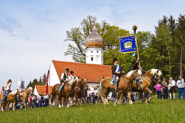 Traditional Georgiritt at Hub-chapel, Penzberg, Upper Bavaria, Germany