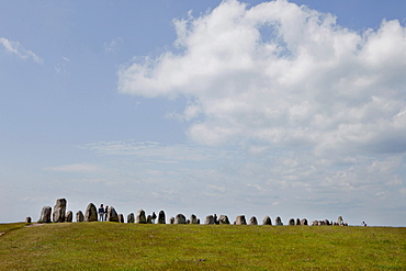 Stone circle Ales Sternar near Kaseberga, Ystad, Skane, South Sweden, Sweden