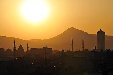 sunset over Konya, Anatolia, Turkey