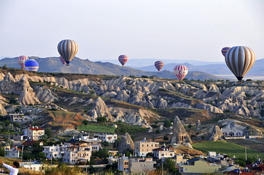 ballooning in the valley of Goereme, Cappadocia, Anatolia, Turkey