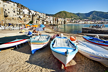 Boats on the beach, CefalË™, Palermo, Sicily, Italy