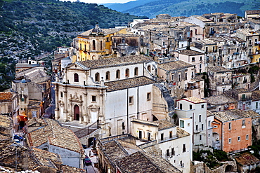 View from Santa Maria delle Scale towards Ragusa Ibla, Ragusa, Sicily, Italy