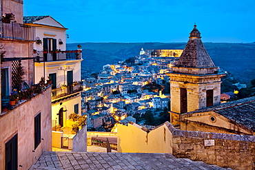 View from Santa Maria delle Scale towards Ragusa Ibla, Ragusa, Sicily, Italy