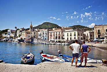 Harbour, Lipari city, Island of Lipari, Aeolian islands, Sicily, Italy