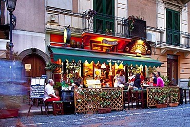 Bar at mainstreet, Lipari city, Island of Lipari, Aeolian islands, Sicily, Italy