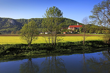 Beuron monastery, Upper Danube nature park, Danube river, Baden-Wuerttemberg, Germany