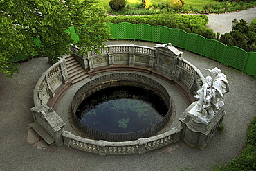 Sculpture at the Donau springs near Fuerstenberg castle, Donaueschingen, Black Forest, Danube river, Baden-Wuerttemberg, Germany