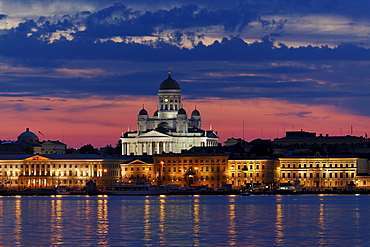 Port of Helsinki with view of Helsinki Cathedral, Helsingin Tuomiokirko and Norra and Pohjois Esplanade, Helsinki, Finland