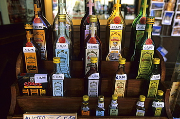 The famous Ettal monastery's liqueur at a sales booth in Ettal, Bavaria, Germany